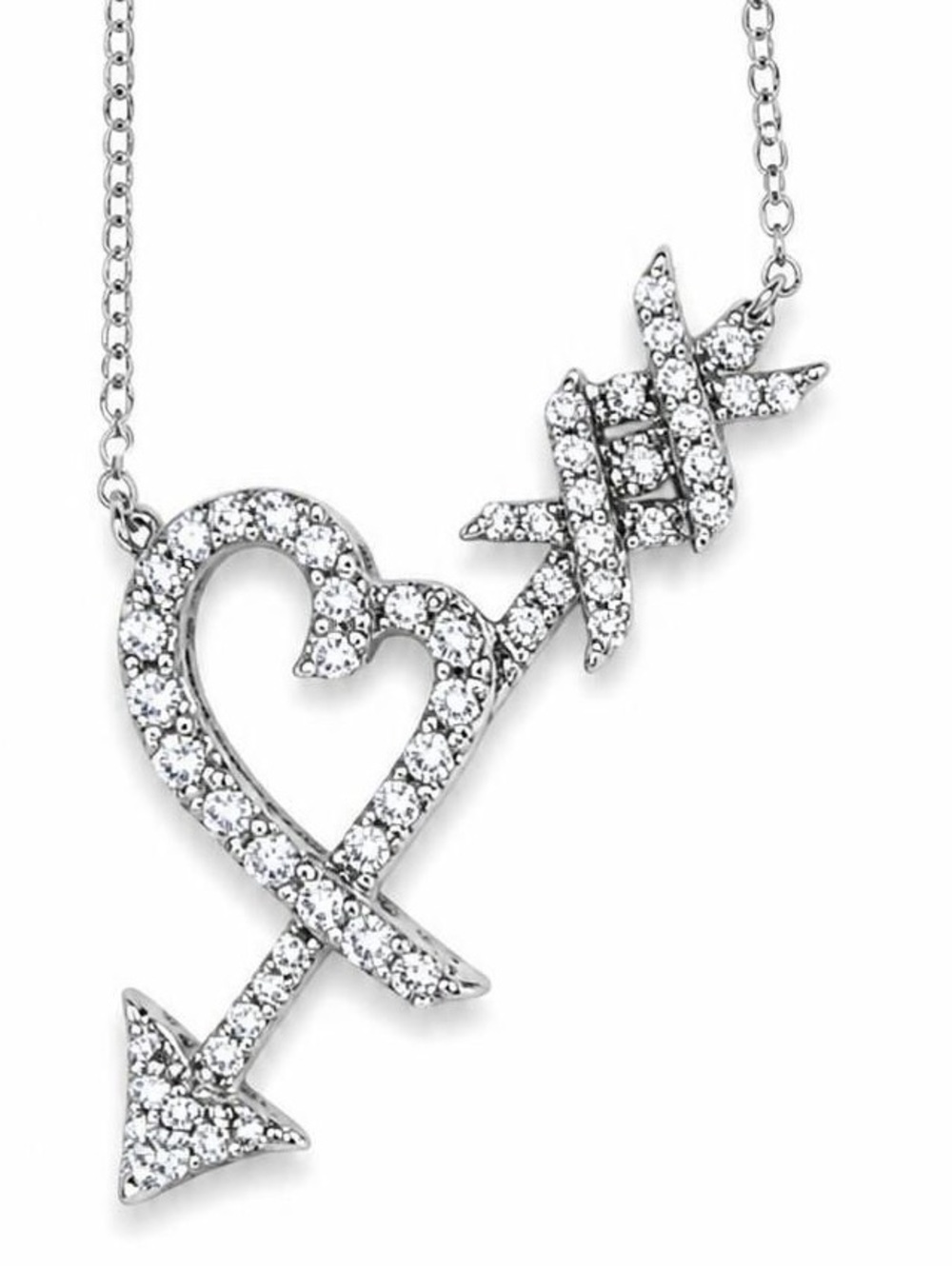 Tiffany & Co Paloma Picasso Graffiti Heart Arrow Necklace 18K Gold Diamonds Box